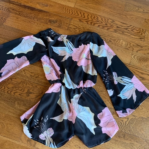 Crystal Doll Black Floral Romper - Picture 2 of 11